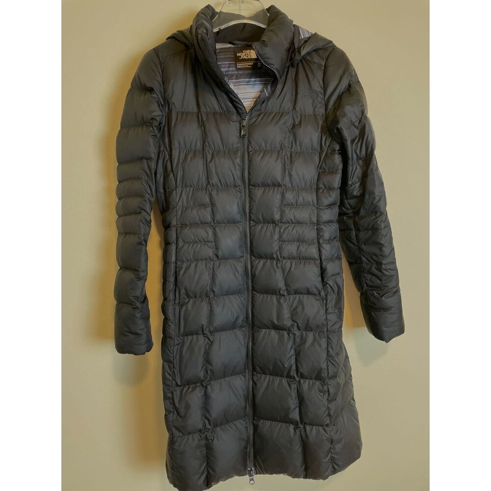 The North Face Long Parka Black Goose Down Puffer Coat Jacket XS Hood 550 Fill